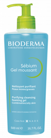 BIODERMA photo produit, Sébium Gel moussant 500ml  gel nettoyant peau grasse