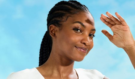 Woman protecting from the sun