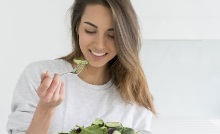 Woman eating healthy food